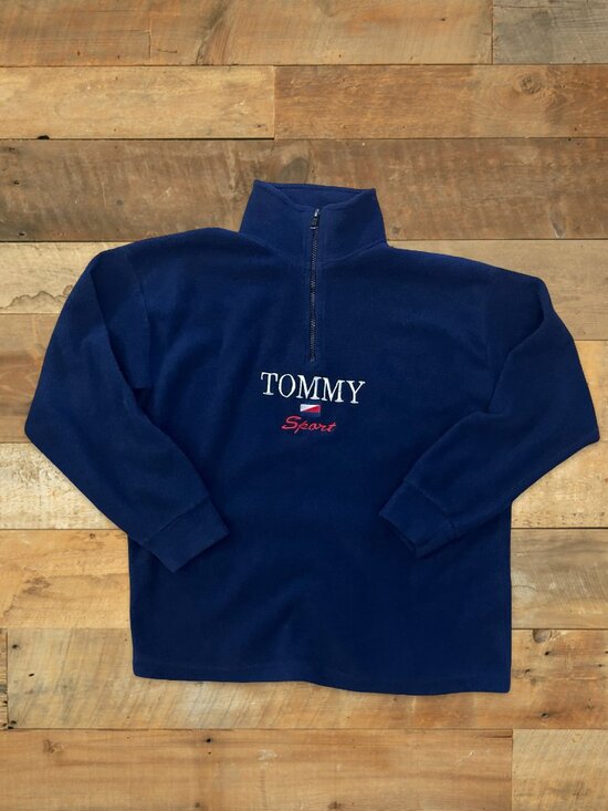 Tommy Hilfiger Other - Vintage Tommy Sport Fleece Quarter Zip Spellout Pullover Navy Y2K 90s Made Canad